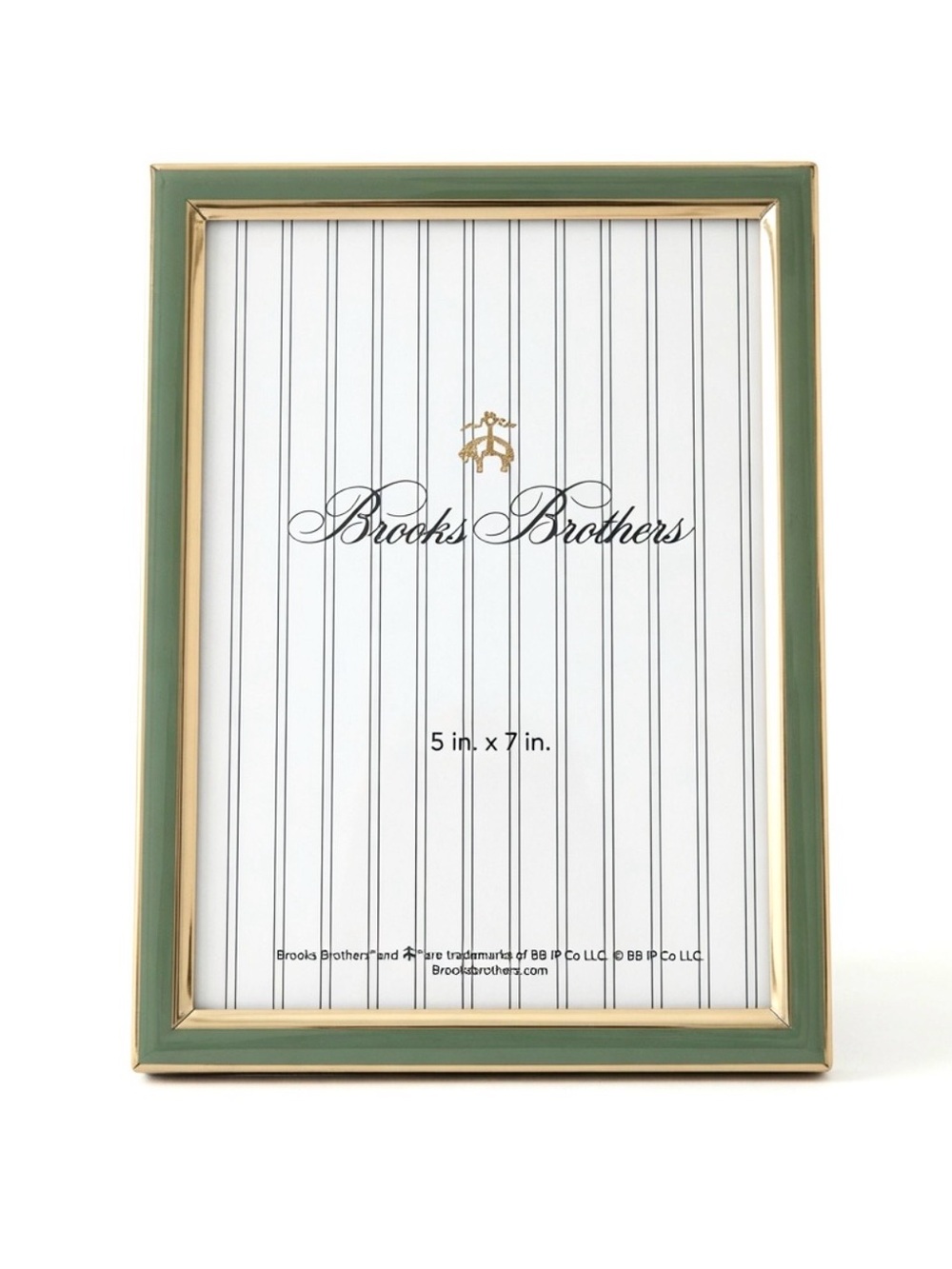 Brooks Brothers 5x7 Green Enamel Gold Picture Frame Easel Stand